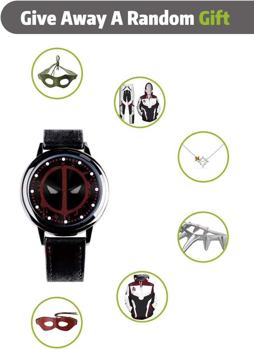 Mens Watches Waterproof Wrist Watch Eadpool Black Watch Animation Cool Watch with PU Belt …