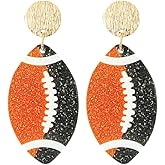 Shiny Acrylic Rugby Football Earrings Lightweight Sports Drop Dangle Earrings Sport Lover Jewelry Gift for Women