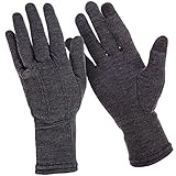 MERIWOOL Merino Wool Unisex Glove Liners for use with Touch Screens in Charcoal Grey – Small