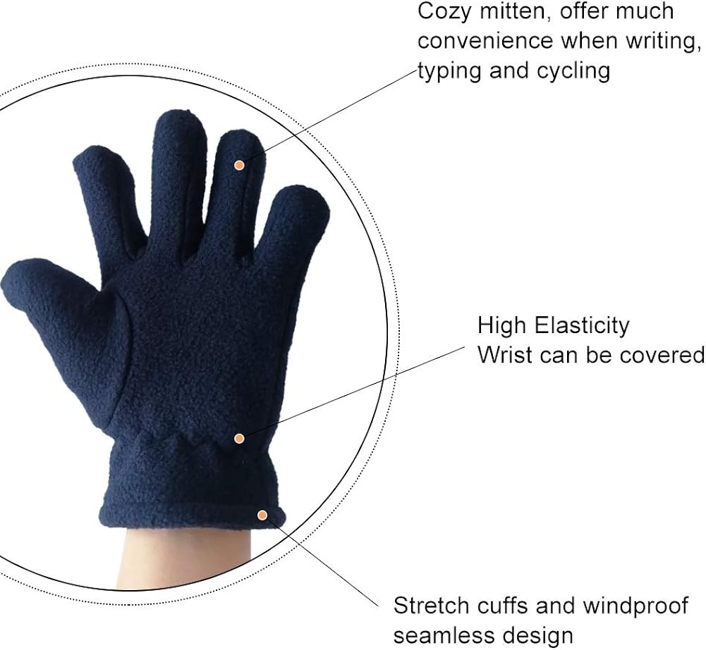 Kids Winter Gloves Easy-On Sherpa Lined Fleece Mittens for Winter Warm Gloves 5~12Y