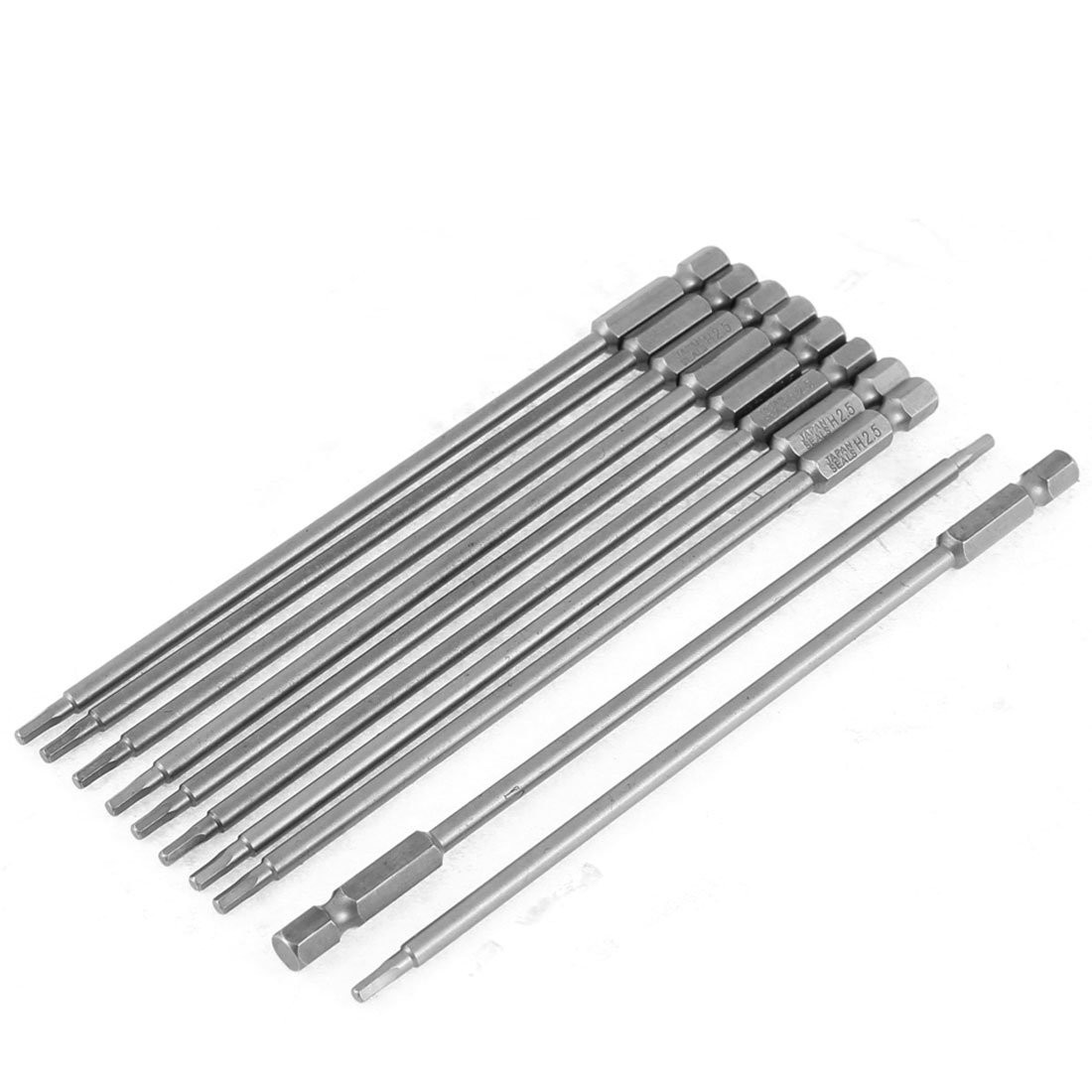 Sourcingmap 150mm Long 2.5mm Tip Hex Shank Hexagon Screwdriver Bits Tool 10pcs
