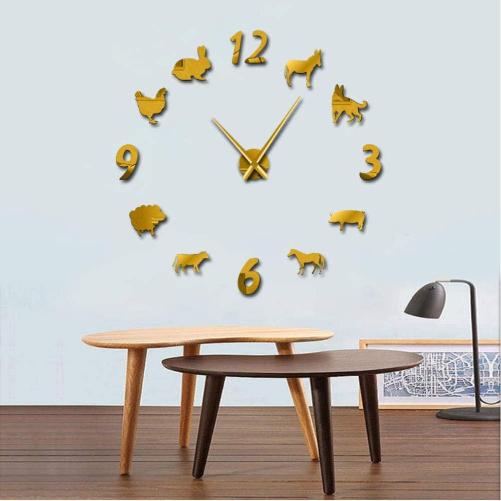 Wall Clock Giant Kid for Room with Forest Animals DIY