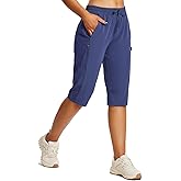 baleaf Women's 15" Hiking Shorts Long Bermuda Cargo Below The Knee Capris Lightweight Quick Dry Elastic Waist for Casual