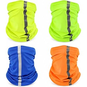 SATINIOR 4 Pcs Neck Gaiter Face Mask for Men Reflective Face Cover Scarf Summer UV Sun Protection Balaclava Bandana for Work