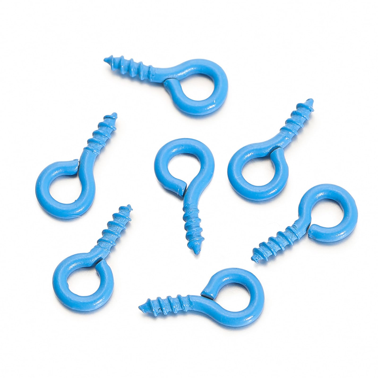 1 Pack Eye Bolts Screw,(About 100PCS),Metal Goat's Eye Screws,5 * 10mm Chrome Plated Eye Bolts,Mini Screw Eye Pin For for DIY Jewellery Making Blue