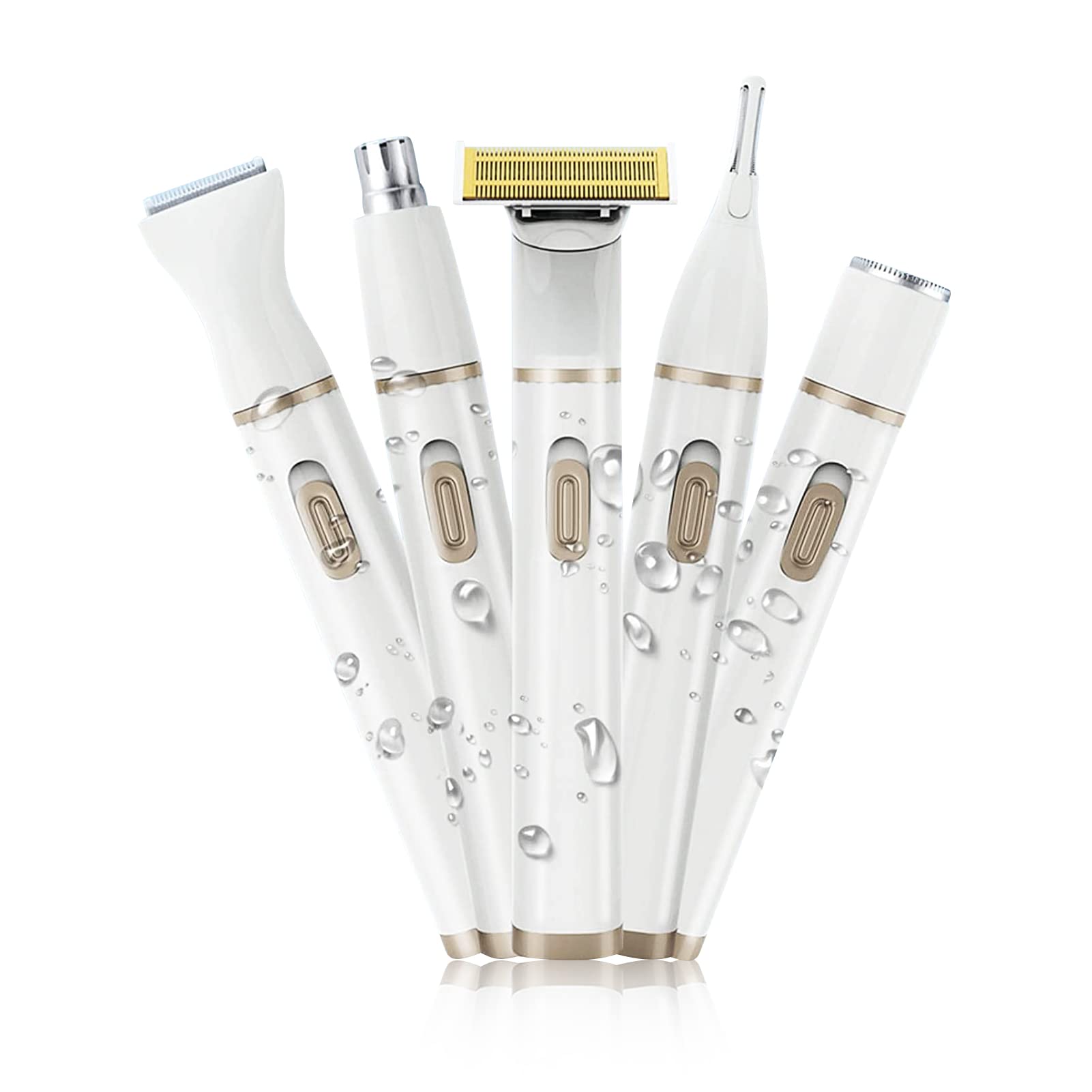 5 in 1 Women Electric Shaver Low Painless Body Hair Removal Noise Body Depilator Womens Razors Set for Face Nose Hair Eyebrows Whole Body