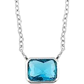 NJCRAFT Silver Plated Crystal Pendant Necklace for Women | Rectangular Stone on Elegant Chain | Minimalist Party & Daily Wear Jewelry Gift | Adjustable Chain 16+2 Inch