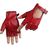 Long Keeper Women's Fingerless Half Finger PU Leather Motorcycle Cycling Driving Unlined Gloves