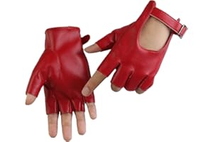 Long Keeper Women's Fingerless Half Finger PU Leather Motorcycle Cycling Driving Unlined Gloves