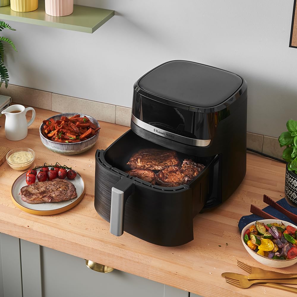 Russell Hobbs Heißluftfritteuse XXL 8,3L Rapid AirFryer [kompaktes Gehäuse, sehr leise, Pizza Ø 26cm] SatisFry (9 Programme, spülmaschinenfest, Fritteuse ohne Öl, TouchScreen,Grillen,Backen) 27632-56 3