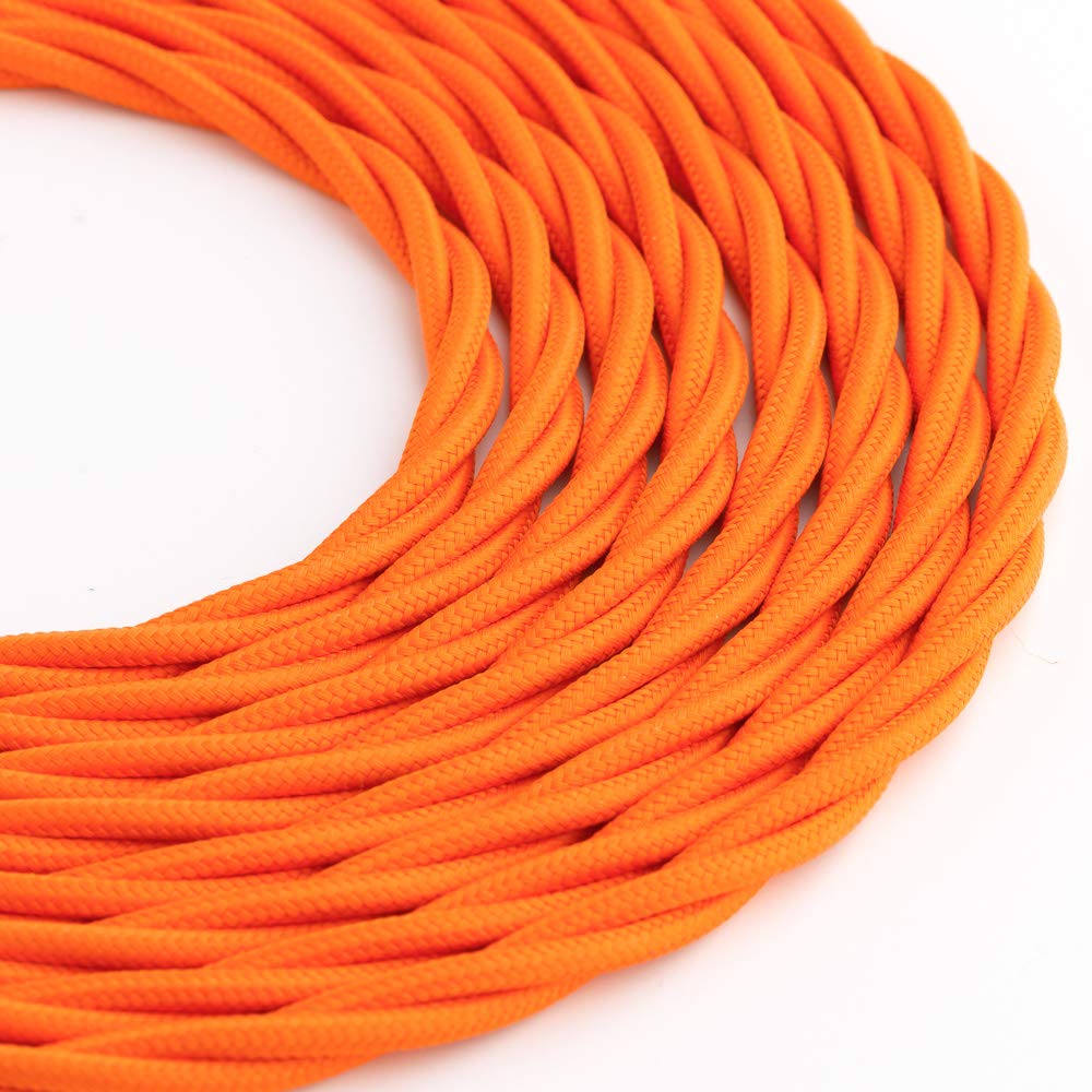Klartext LUMIÈRE Braided Fabric Cable for Lighting 3 x 0.75 mm Orange 3 m Warning: Earth Cable Included! Maximum Anti-Shock Safety!