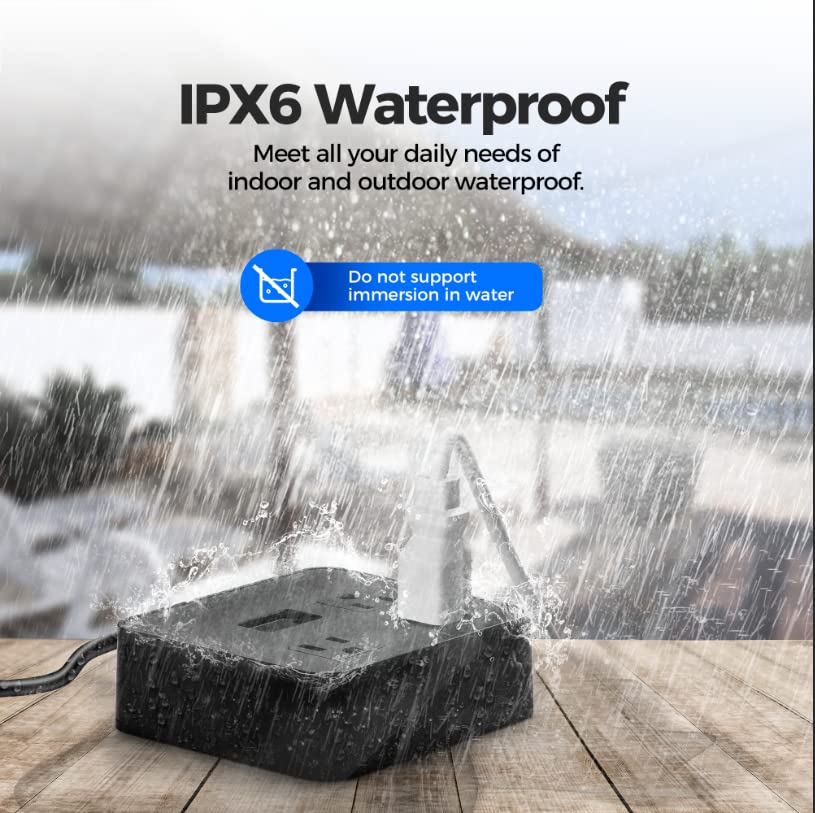 USB C Power Strip IPX6 Waterproof 1875W/15A/300J, Acozvin Outdoor Power Strip Surge Protector