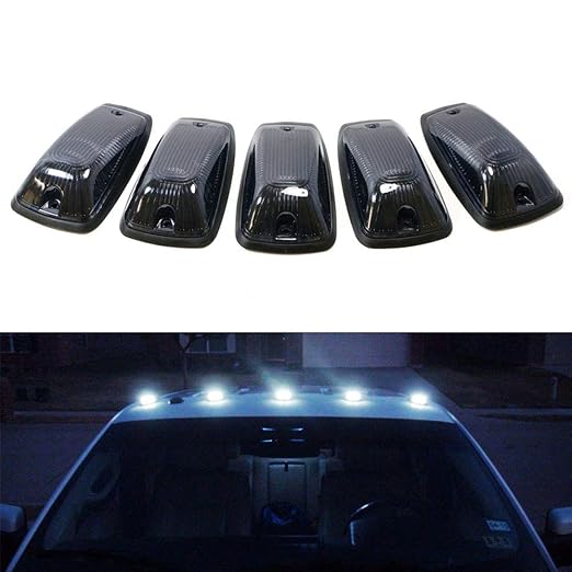 iJDMTOY Smoked Lens White LED Cab Roof Marker Running Lamps