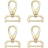 HARFINGTON 4pcs Detachable Snap Hook Swivel Clasp 1" (25mm) Zinc Alloy Lobster Claw Clasp for Keychain Lanyard Purse DIY Purse Strap, Light Gold