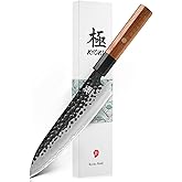 KYOKU Chef Knife, Kage Series 8" Kitchen Knife with 3-Layer Laminated Steel Blade Rosewood Handle, Japanese Style Chef's Knife, Kitchen Knife for Chopping Slicing Mincing and More