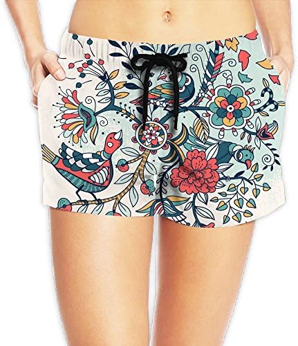 Cartoon Bird Woman's Girl Beach Walk Shorts