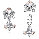 SHEAISRS Maltese Earrings 925 Sterling Silver Dog Earrings for Women Maltese Dog Jewelry