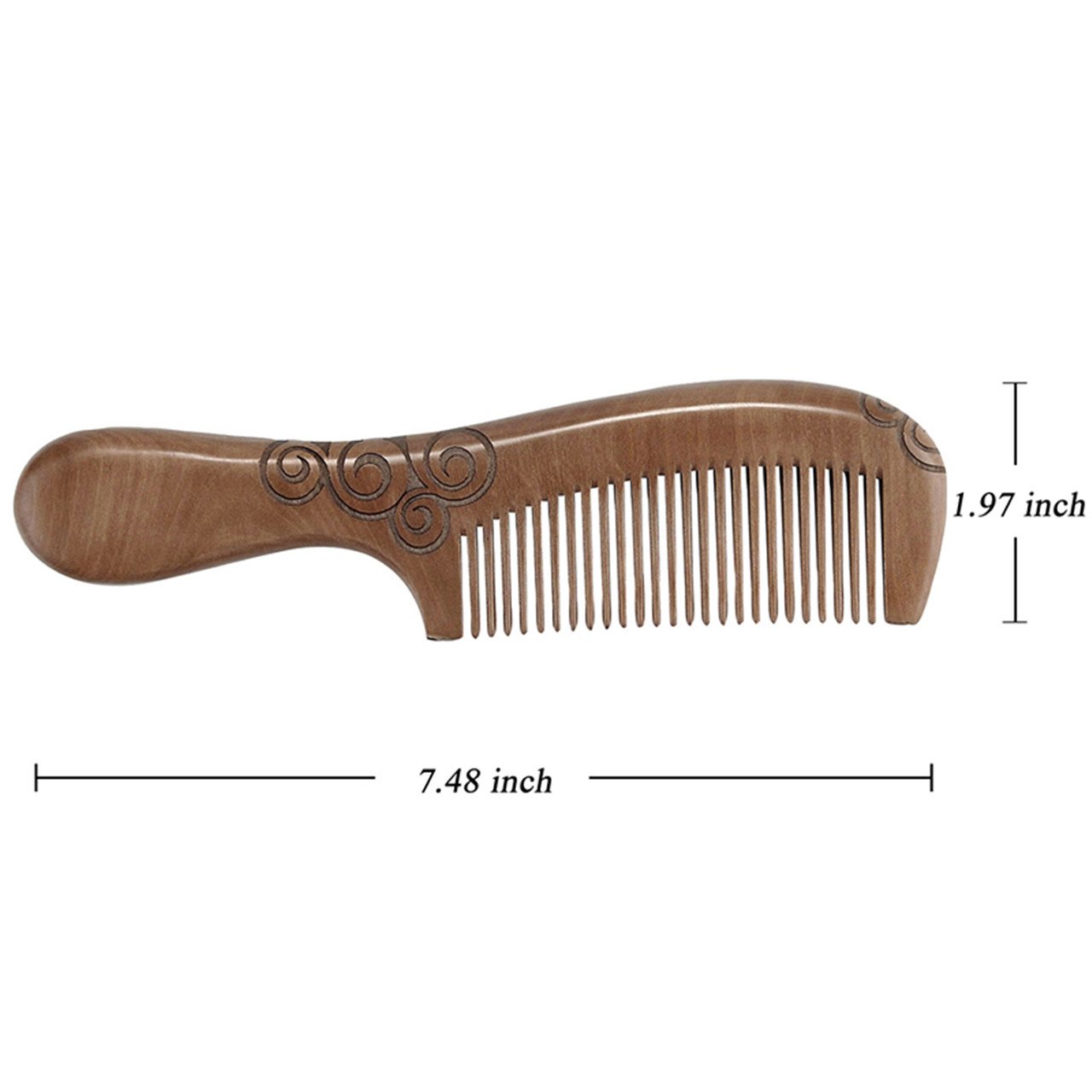 CCbeauty Handmade Peach Wood Comb Anti-Static Moon Shaped Hair Care Comb and Rounded Handle Wooden Comb Fine Tooth Comb Set