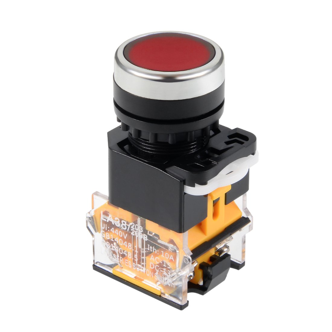 Sourcingmap 22mm Latching Push Button Switch Red Round Button DPST 1 NO 1 NC