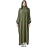 Voqoeri Abaya Muslim Dress Women Prayer Dress Long Sleeve Hooded Loose Maxi Dress Arabian Dubai Islamic Clothes