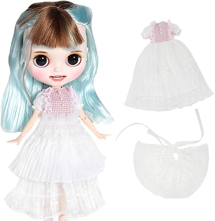 Amazon Rakulifey ネオブライスワンピース ブライス用ドレス ホワイト 2点セット プレゼント ドレス アクセサリー おもちゃ