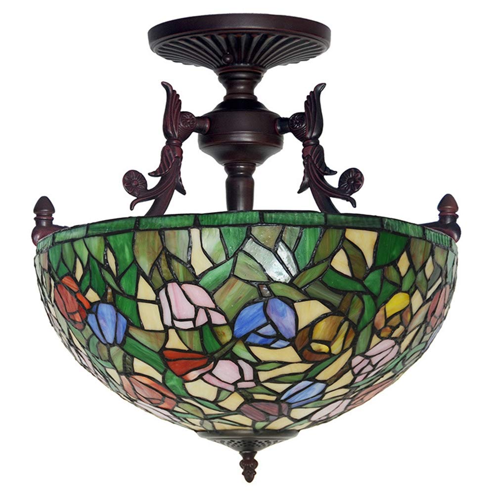 16 Inch Bedroom Ceiling Lamp Tiffany Style Glass Art Chandelier