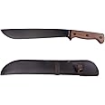 Full Tang Machete bushcraft Machete with Sheath 12.4 Inch Wood Handle for Yard Work Controlled Chopping & Cutting Hunting, Gardening, Survival, Hunting, Camping and Bushcraft