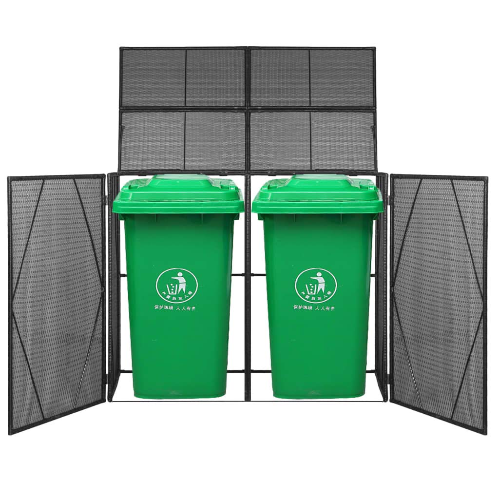 Buy Festnight Poly Rattan Double Wheelie Bin Shed Outdoor Garden Waste