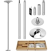 PRIOR FITNESS Dance Pole,45mm CE Certified Safety Pole Dance Pole for Home | 7.22ft to 8.86ft Adjustable, 440lbs Capacity Spin &amp; Static, Removable, Ideal Dancing Pole for Studio, Apartment,Club Fitness