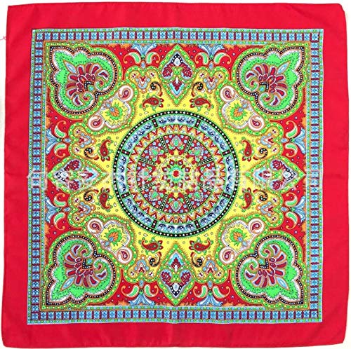 1Pcs Multicolor Fabric Extra Large 21 Inch Square Headwear-Hip Hop Headbands Square for Mens-Hair Band Scarf Neck Wrist Wrap Band-Square Scarfs for Women Head Wrap (Flower Red)