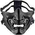 AOUTACC Airsoft Half Face Masks, Evil Demon Monster Kabuki Samurai Hannya Oni Half Face Protective Masks Masquerade Ball, Party, Halloween, Cs War Game