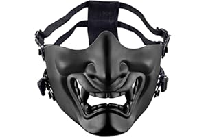 AOUTACC Airsoft Half Face Masks, Evil Demon Monster Kabuki Samurai Hannya Oni Half Face Protective Masks Masquerade Ball, Party, Halloween, Cs War Game