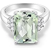 Gem Stone King 5-10 Cttw Gemstone Birthstone Engagement Ring For Women | 14X10MM Emerald Cut | 925 Sterling Silver | Wedding Anniversary Promise Ring | Available In Size 5, 6, 7, 8, 9