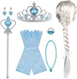 Vicloon Princess Dress Up Accessories 9-Piece Elsa Wig Tiara Wand Gloves Ring