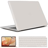 IBENZER Compatible with New MacBook Air 13 inch case 2022 2021 2020 M1 A2337 A2179 A1932, Hard Shell Case&Keyboard Cover&Screen Film for Mac Air 13 with Touch ID (2018-2022), Rocky Gray,AT13RKGY+2
