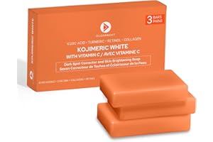KOJIMERIC WHITE Kojic Acid Soap for Dark Spots – Soap with Kojic Acid, Turmeric, Retinol, Collagen & Vitamin C, 3 Bars x 100g
