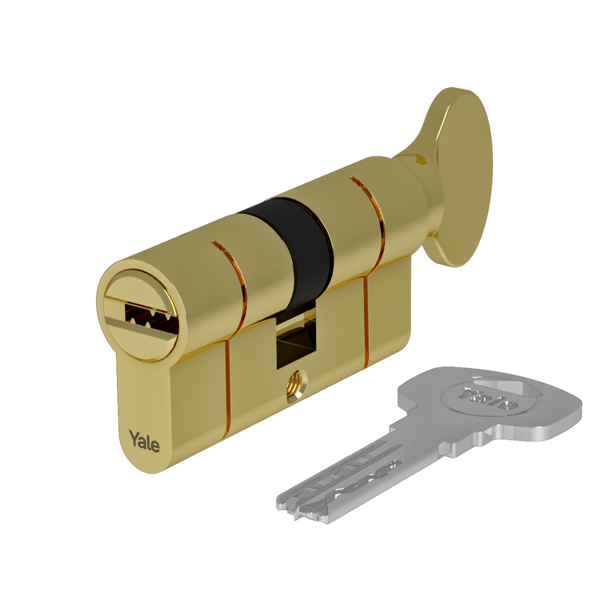 Yale 10-2103-3050-KC-0201 2100 Series (Patented) -Rotary Knob-30/50-KC-Polished Euro Profile Cylinder, Polished Brass