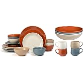 Sango Siterra Painter's Palette 24-Piece Stoneware Dinnerware Set &ndash; Service for 4, Multicolor with Unique Flecked Design, Perfect for Everyday Dining &amp; Entertainment, Microwave &amp; Dishwasher Safe