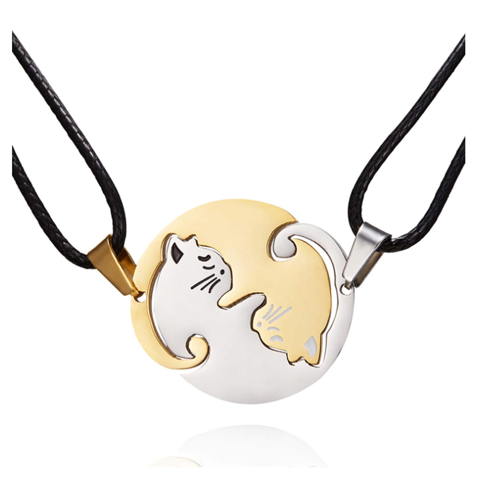 MeiPing Yinyang BFF Couples Pendant Necklace Chain for Women Mens Personalized Matching Puzzle Diagrams Necklaces