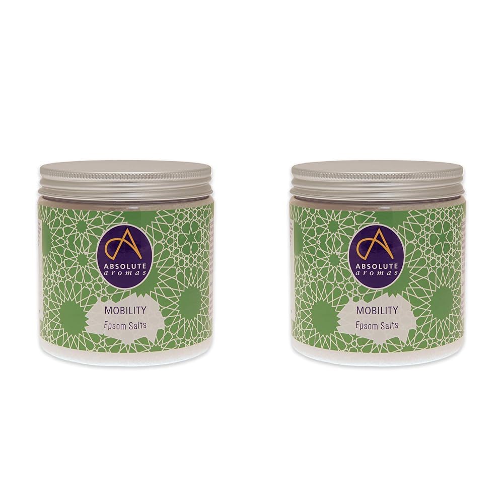Absolute Aromas Mobility Bath Salts 575g - Natural Pink Coarse Himalayan Salt Infused with 100% Pure Essential Oils of Ginger, Eucalyptus, Peppermint and Rosemary (Pack of 2)