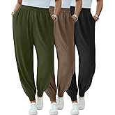 Sweetyweee 3 Pack Women's Plus Size Yoga Joggers Lounge High Waisted Pants Comfy Loose Workout Sweatpants with Pockets