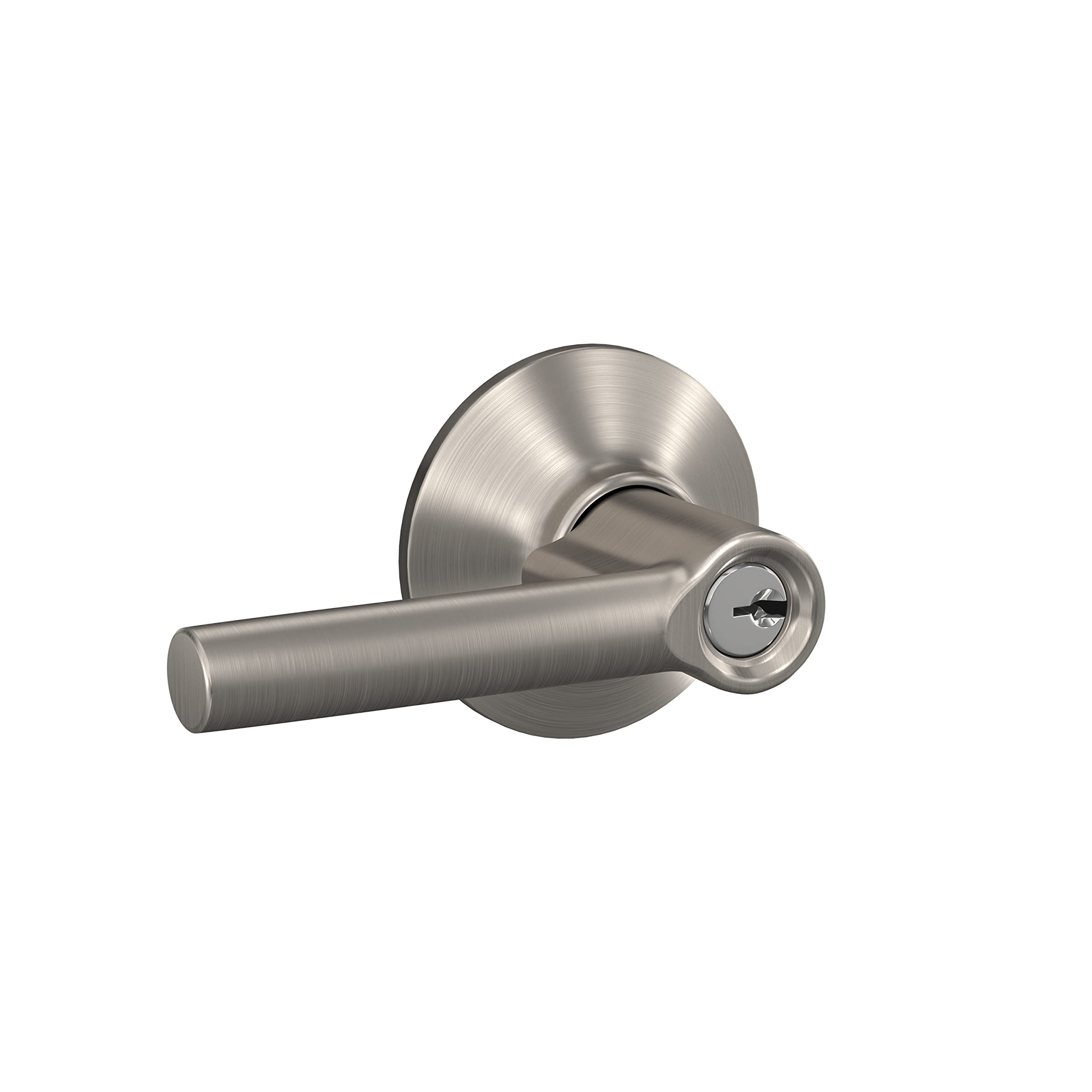 SCHLAGE F51A BRW 619 Broadway Lever Keyed Entry Lock, Satin Nickel