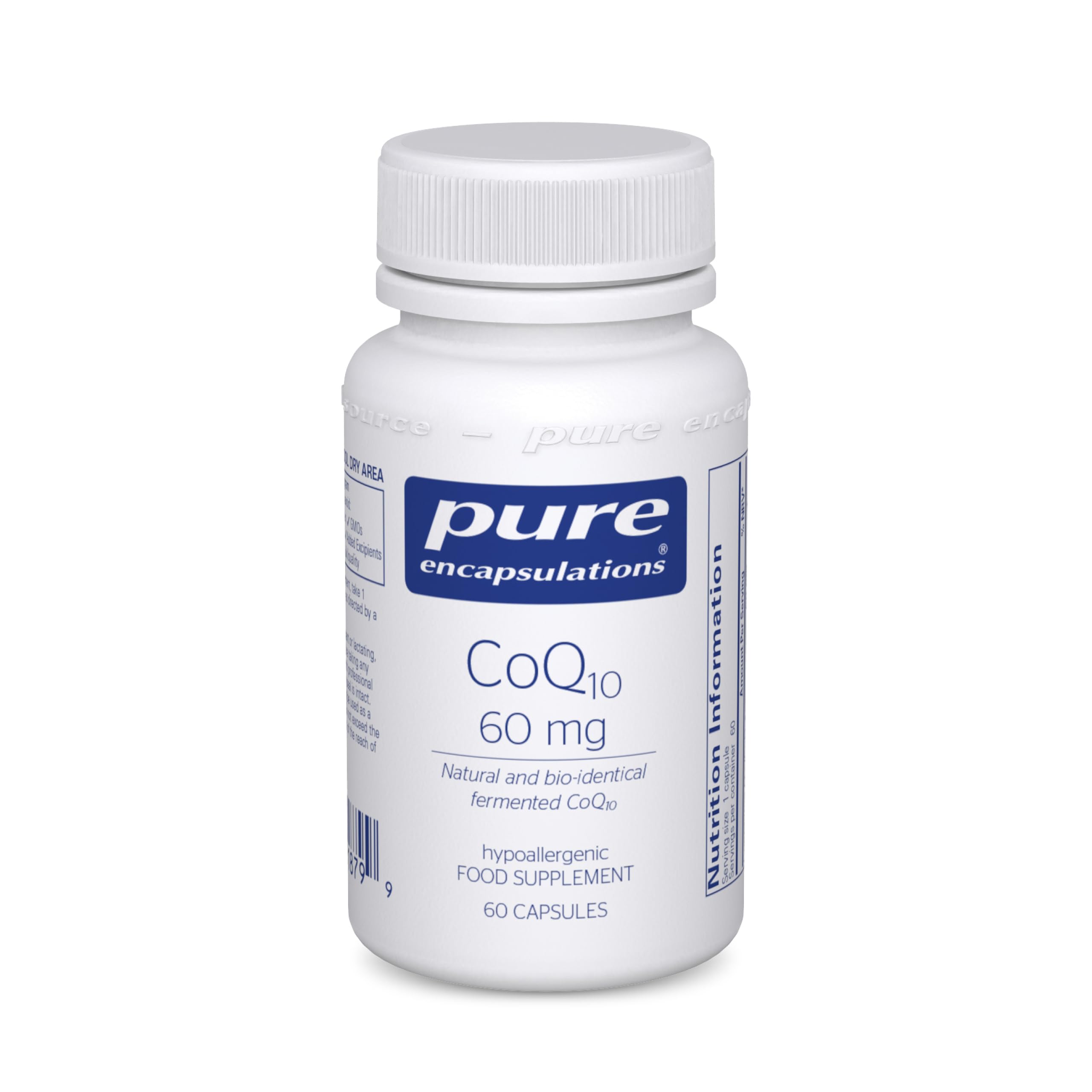 Pure Encapsulations CoQ10 60mg - Natural and Bio-Identical Fermented Coenzyme Q10-60 Capsules