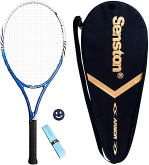 Senston 27-Inch Adult Tennis Rackets 1 Pack-One-Piece Lightweight Design with Vibration Dampener, Overgrip & Carry Bag