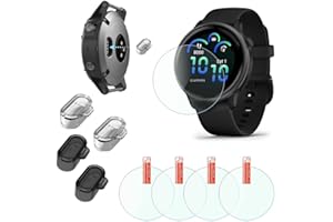FCMEDZI Flexible Clear TPU Screen Protector Compatible for Garmin Vivoactive 6 - Bubble-Free HD Protective Film (Non-Glass) & Charging Dust Plug (4+4 Pack,)