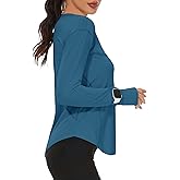 Loovoo Women's Long Sleeve Running Shirts Workout Tops UPF 50+ Sun Shirt Quick Dry Athletic T-Shirts with Watching Window