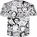 kydely Unisex 3D Print T Shirts Ahegao Funny Short Sleeve Funny Cotton T-Shirt 19 XL