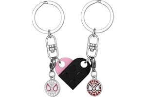 Drogomen Matching Heart Keychains for Couples Best Friend Brick Heart Keychain Set with Cute Charms Valentines Day Gifts