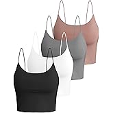 Buauty 4 Packs Crop Tops Spaghetti Strap Tank Tops for Women, Basic cami Crop Tank top Double Lined Camisole Tops