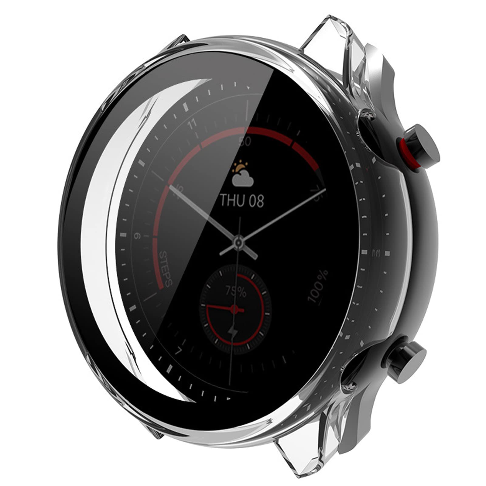 Giaogor for GTR 3 Pro Case, Hard PC Case with Tempered Glass Screen Protector Compatible with Amazfit GTR 3 Pro/GTR 3 Smartwatch 2021 (Transparent, GTR 3 Pro)